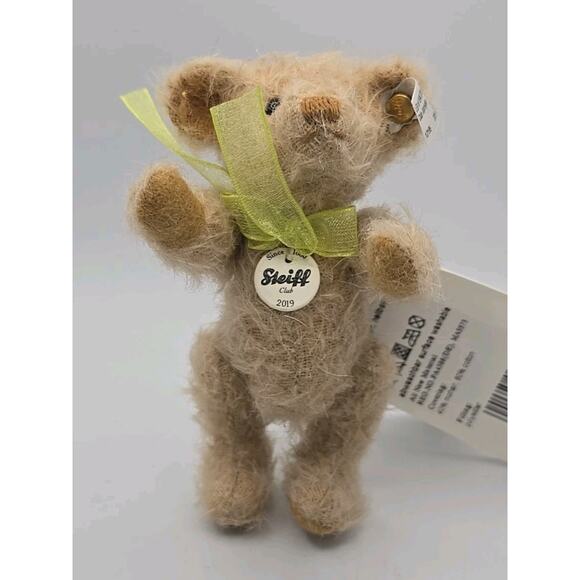 Steiff Club 2019 Teddy Bear Tan Mohair Plush Loyalty ID Button & COA Tag U315/3 - Picture 13 of 13